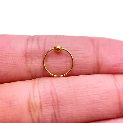 22ct Plain Polished Yellow Gold Single Nose Hoop 10mm • £50