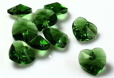 10 HEART FACETED GLASS BEADS PENDANT CRYSTAL SUN CATCHER 10mm  COLOUR CHOICE • £2.99