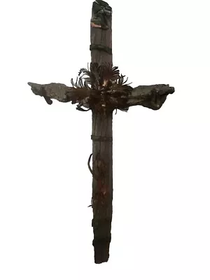 Rustic Wood Cross Religious Symbol Faith Garden Decor • $29