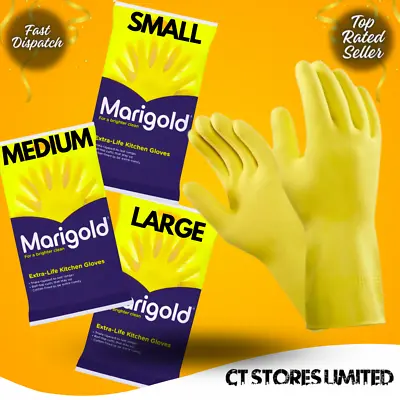 All Sizes Marigold Gloves Kitchen Extra Life Tough Washing Up Yellow Rubber • £4.45