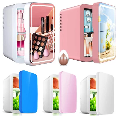 $61.99 • Buy 8L Mini Fridge LED Mirrored Beauty Makeup Skincare Fridge Cooler For Bedroom Car