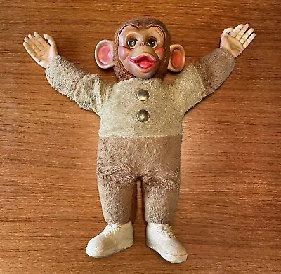 VINTAGE Monkey 21” Chimp Stuffed Plush W/Rubber Face Hands Shoes • $34.99