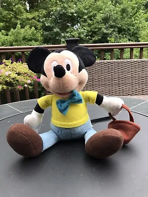 Disney Mickey Mouse Yellow & Blue Outfit Blue Bow Tie Holding Basket Plush - 11  • $5