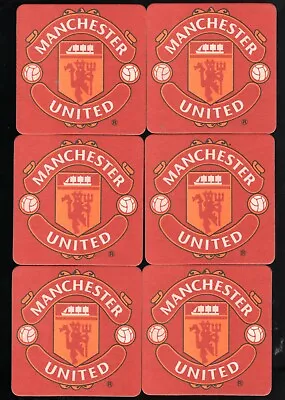 MANCHESTER UNITED F.C. Pack Of 6 Crested Beer Mats / Coasters FREE POST UK • £4.25