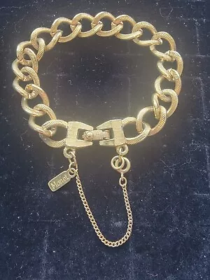 Beautiful Vintage Gold Tone Bracelet By MONET W/Safety Chain From Mom's Jewelry  • $10