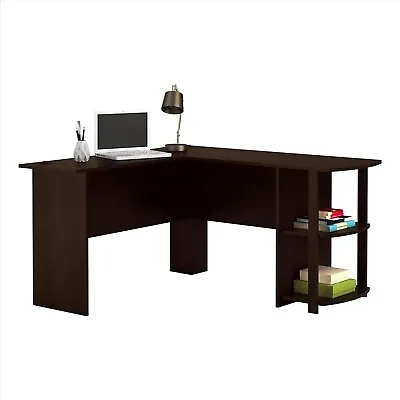 L-Shaped Desk With Hutch Wood Right-Angle Computer Desk Gaming Desk W/ Bookshef • $107.89