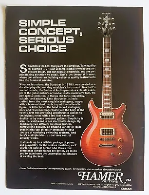 HAMER GUITARS Guitar Magazine Ad Pin-up Pull-out Poster 1 Page Vintage 1991 • $12