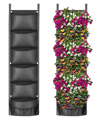 Dsaren 6 Pocket Vertical Wall Garden Planter Indoor/Outdoor Black Waterproof • $18.90