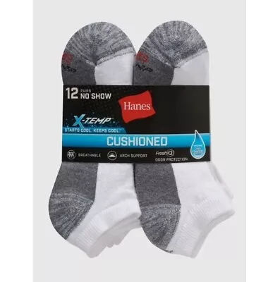 Hanes Men's X-Temp Cushioned With Arch & Vent No Show Socks MEN'S SHOE SIZE 6-12 • $20