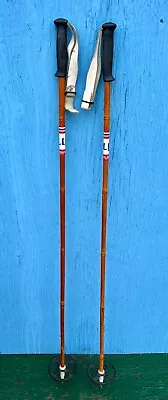 NICE VERY OLD Vintage Set Of Bamboo Snow Ski Poles Measuring 49  Long • $25.72