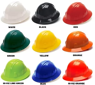 $14.75 • Buy Pyramex FULL BRIM Construction Safety HARD HAT ANSI OSHA 4 PT Ratchet Suspension