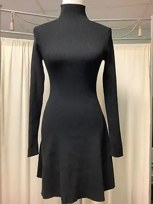 $40 • Buy Zara Long Sleeve Turtleneck Ribbed Fit & Flare Peplum Sweater Dress S