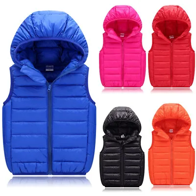 £12.55 • Buy Kids Boys Girls Warmer Gilet Padded Parka Puffer Vest Down Jacket Hooded Coat