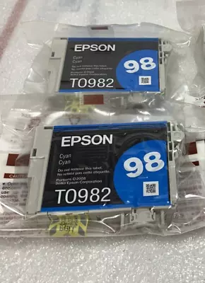 LOT 2x Epson 98 Cyan Ink T0982 Artisan 835 837 High Capacity • $23.79