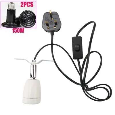 Ceramic Heated Lamp Holder With Bracket 500w Reptile Heat Bulb Holder E27 Lamp • £9.70