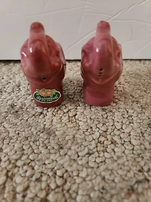 Excellent Pair Of Rosemeade Burgundy Elephant Salt And Pepper Shakers W/Sticker! • $40