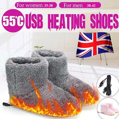 £13.99 • Buy Winter USB Warmer Foot Shoes Plush Warm Electric Slippers Feet Heated Washable
