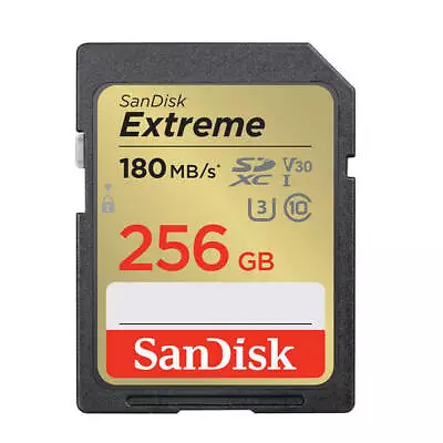 Memory Card SANDISK EXTREME SDXC 256 GB 180/130 MB/s UHS-I U3 (SDSDXVV-256G-... • $92.58