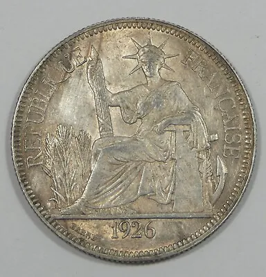 BARGAIN 1926 French Indo-China (Vietnam) Silver Piastre Coin ALMOST UNCIRCULATED • $79.50