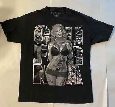 Real Street T Shirt Men's Size Large Black Marilyn Monroe Tattoo Art Tee • $4.99