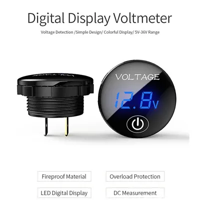 DC Voltmeter 5-48V Digital LED Waterproof W/Touch ON OFF Switch Car Motorcycle • $9.38