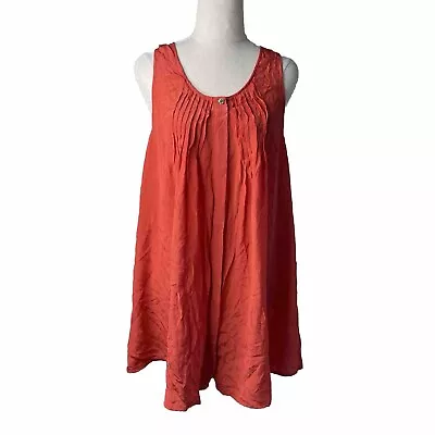 Maurie And Eve Platinum Silk Tunic Top Or Mini Dress Womens S/M Red Sleeveless • $16.08