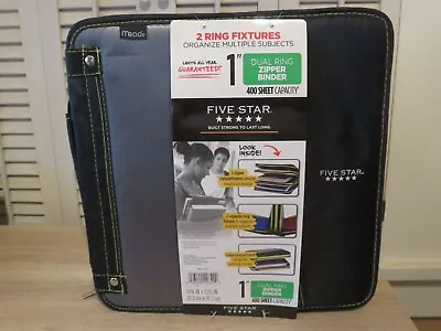 NEW Mead FIVE STAR 1  Dual Ring Zipper Binder 3 Compartments 2 Rings 400 Sheet • $24.95