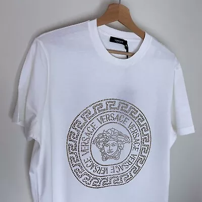 Versace White T-shirt With Golden Medusa Logo Size 2XL • $117