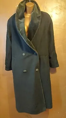 Vintage Oberstoff Green Wool&cashmere Coat S.12/14 Large Velvet Collar Buttons • £75