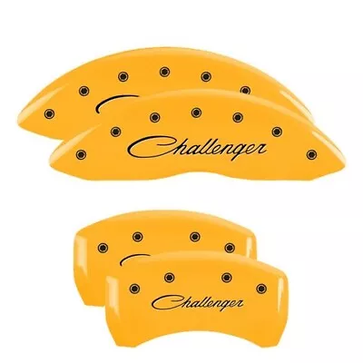 MGP Caliper Covers Set Of 4 Yellow Finish Black Challenger (Cursive) • $289