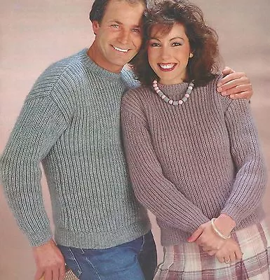 Easy Knit Fishermans Rib Sweater Knitting Pattern DK 32-44  953 • £2.09