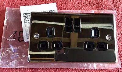 £15.95 • Buy 4 X LAP 13A Black Nickel Double Sockets With 2 Switches & Black Inserts