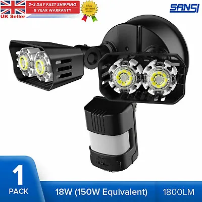 £29.79 • Buy SANSI LED Security Light Outdoor PIR Motion Sensor Ceramic Floodlight 18W=150W