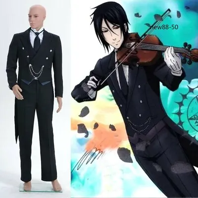 New Black Butler Kuroshitsuji Sebastian Cosplay Costume Black Suit Carnival Gift • $189