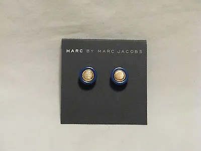 Marc By Marc Jacobs Kandi Circle Gold Stud Earrings 'Blue Depths' Beautiful NWT • $44.99