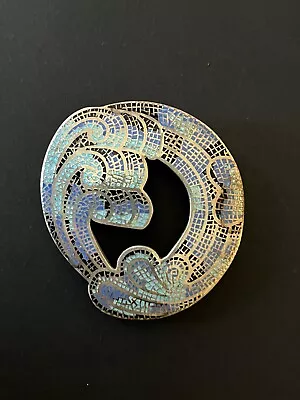 VINTAGE WAVE ENAMEL Margot De TAXCO  Sterling Made In Mexico 5547 BROOCH/PENDANT • $124