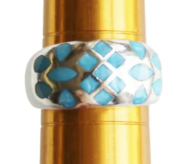 $49.99 • Buy Signed CW Charles Winston Blue Enamel Pattern Sterling Silver Ring Sz 6.25 ~ 4gr