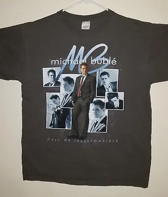  Michael Buble   Call Me Irresponsible 2008 Tour  Sz L Brown Shirt    B089 • £28.92