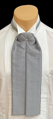 Men's Grey Patterned Ascot Cravat Tie With Pin Formal Victorian Morning Dress • $19.99