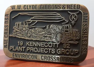 Vintage 1992 Kennecott Plant Projects Group Belt Buckle Solid Brass • $19.57