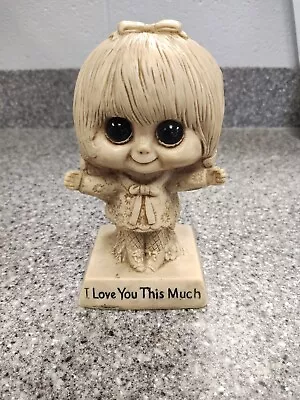 Vintage Wallace Russ Berrie I Love You This Much Big Eyes Girl Figurine 1970 • $12.48