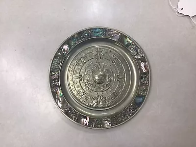 Mexican Aztec Calendar Tray Embossed Metal Wall • $19.95