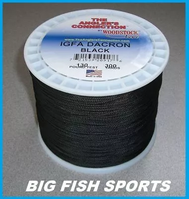 WOODSTOCK BRAIDED DACRON Fishing Line Black Color 130lb-300yd NEW! FREE USA SHIP • $38.99