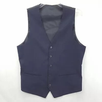 H&M Vest Waistcoat Mens 46R Dark Blue Wool Pockets Button Front Slim Fit V-Neck • $24.68