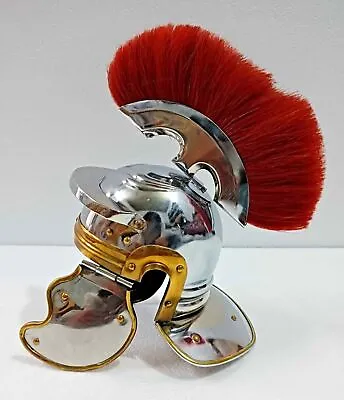 Medieval Roman Centurion Helmet Red Crest Plume Gladiator Miniature Decor • $32.99