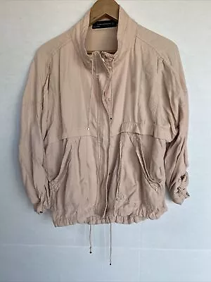 Zara Woman Women's Zip Front Safari Style Jacket Mock Neck Blush Pink Small S  • $27