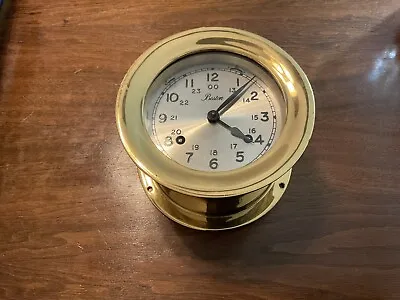 Vintage Brass Mechanical Boston Porthole Ship Clock W/ Chimes & Key • $450