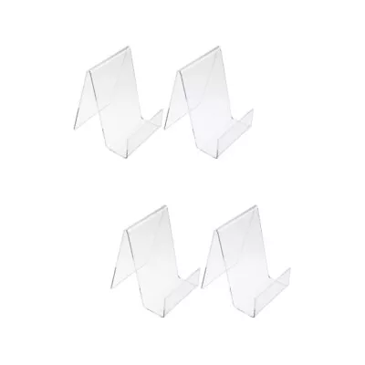 4 Pcs Vertical Book Stand Easel Holder Acrylic Desk Magazine Rack • £11.72