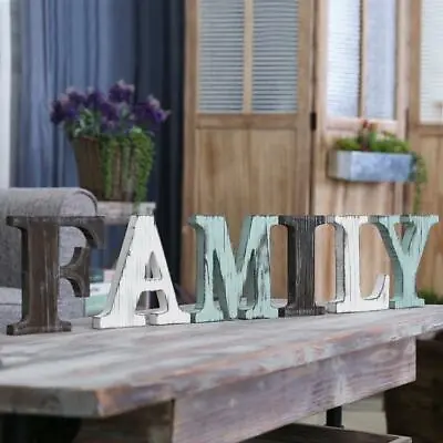 £23.28 • Buy Rustic Multicolor Wood Tabletop Freestanding FAMILY Block Letters Cutout Sign