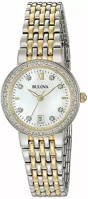 Bulova Women's Quartz Diamond Accent Markers Gold Watch 26mm 98R211 • $140.99